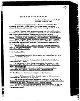 City Council Meeting Minutes, April 10, 1962