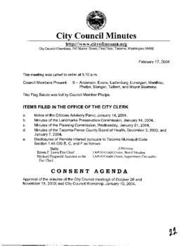 City Council Meeting Minutes, February 17, 2004