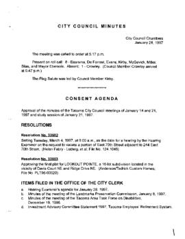 City Council Meeting Minutes, January 28, 1997