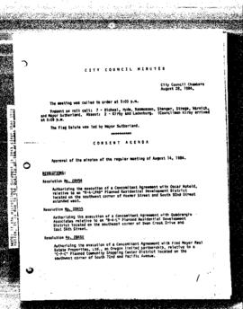 City Council Meeting Minutes, August 28, 1984