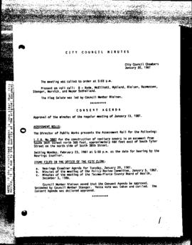 City Council Meeting Minutes, January 20, 1987
