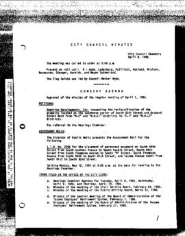City Council Meeting Minutes, April 8, 1986