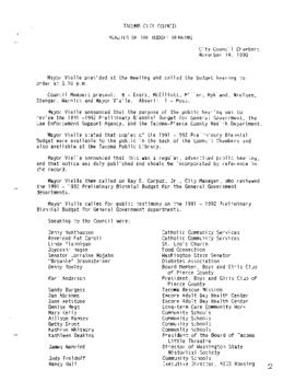 City Council Meeting Minutes, November 14, 1990