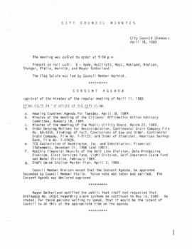 City Council Meeting Minutes, April 18, 1989