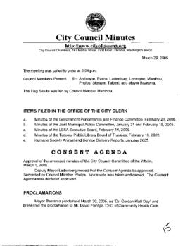 City Council Meeting Minutes, March 29, 2005