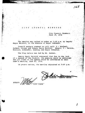 City Council Meeting Minutes, June 15, 1976