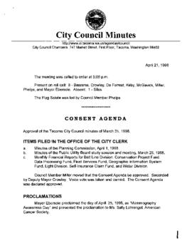 City Council Meeting Minutes, April 21, 1998