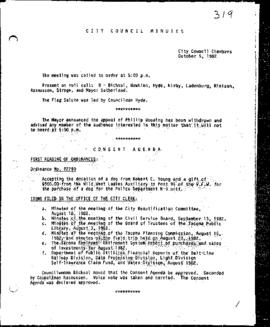 City Council Meeting Minutes, October 5, 1982