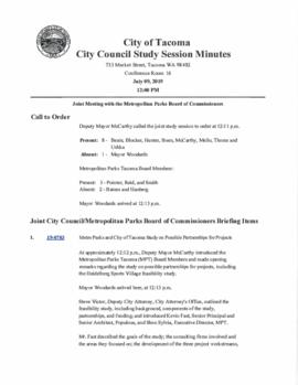City Council Study Session Minutes, July 9, 2019