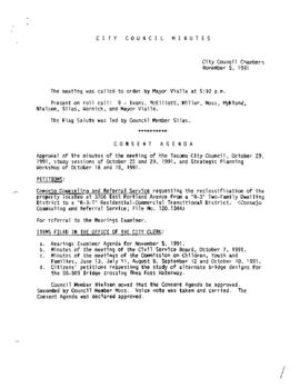 City Council Meeting Minutes, November 5, 1991