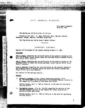 City Council Meeting Minutes, March 24, 1987