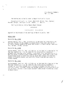 City Council Meeting Minutes, April 2, 1991
