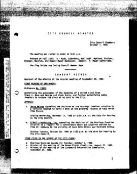 City Council Meeting Minutes, October 7, 1986