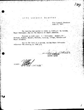 City Council Meeting Minutes, June 21, 1977