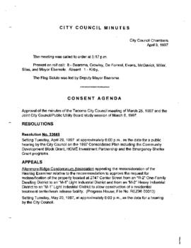 City Council Meeting Minutes, April 8, 1997