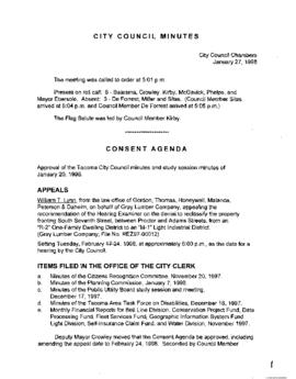 City Council Meeting Minutes, January 27, 1998