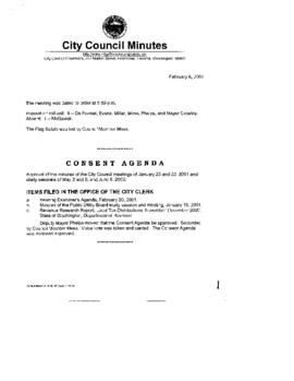 City Council Meeting Minutes, February 6, 2001