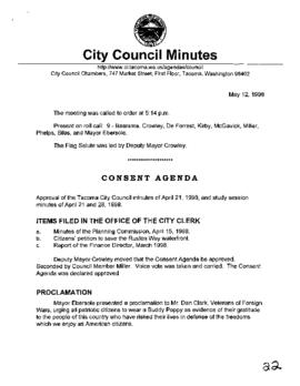 City Council Meeting Minutes, May 12, 1998