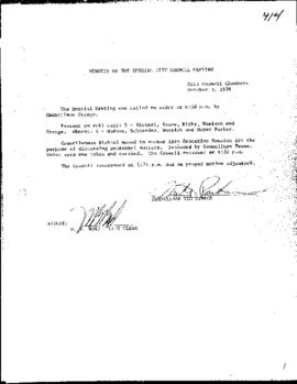 City Council Meeting Minutes, Special, October 3, 1978