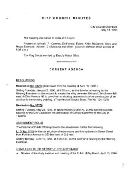 City Council Meeting Minutes, May 14, 1996