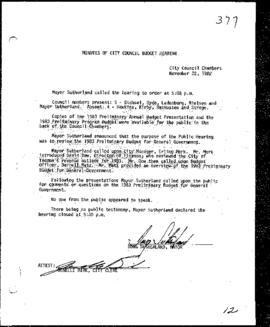 City Council Meeting Minutes, November 22, 1982