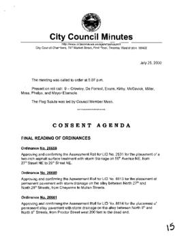 City Council Meeting Minutes, July 25, 2000