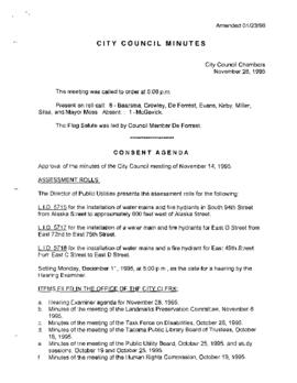 City Council Meeting Minutes, November 28, 1995