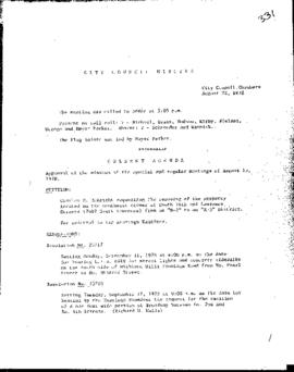 City Council Meeting Minutes, August 22, 1978