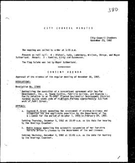 City Council Meeting Minutes, November 23, 1982