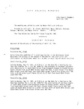 City Council Meeting Minutes, April 23, 1991