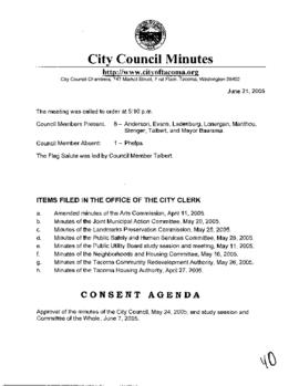 City Council Meeting Minutes, June 21, 2005