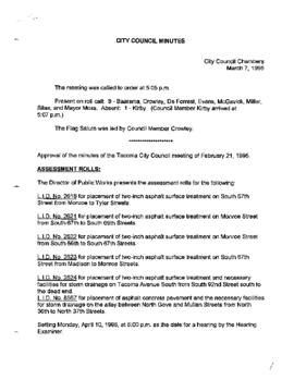 City Council Meeting Minutes, March 7, 1995