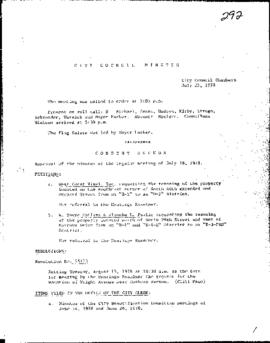 City Council Meeting Minutes, July 25, 1978