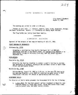 City Council Meeting Minutes, August 3, 1982
