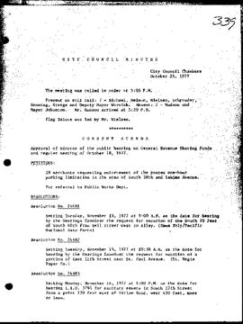 City Council Meeting Minutes, October 25, 1977