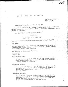 City Council Meeting Minutes, March 27, 1979
