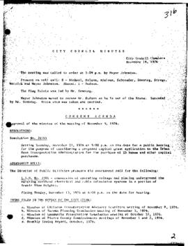 City Council Meeting Minutes, November 16, 1976