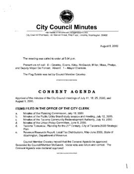 City Council Meeting Minutes, August 8, 2000