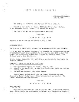 City Council Meeting Minutes, July 16, 1991
