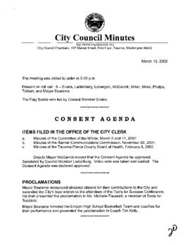 City Council Meeting Minutes, March 19, 2002