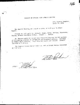 City Council Meeting Minutes, Special, April 25, 1978