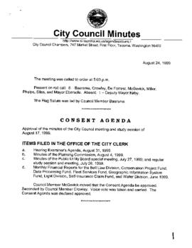 City Council Meeting Minutes, August 24, 1999