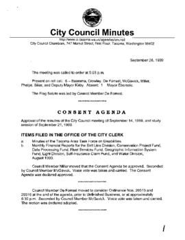 City Council Meeting Minutes, September 28, 1999