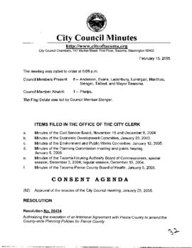 City Council Meeting Minutes, February 15, 2005