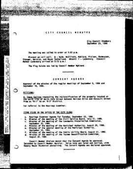 City Council Meeting Minutes, September 23, 1986