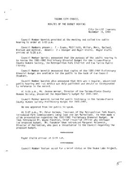 City Council Meeting Minutes, November 15, 1990