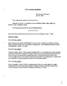 City Council Meeting Minutes, June 8, 1993