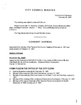 City Council Meeting Minutes, February 18, 1997