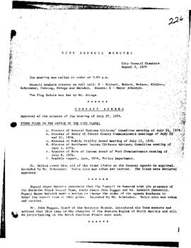 City Council Meeting Minutes, August 3, 1976