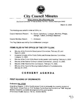 City Council Meeting Minutes, March 22, 2005